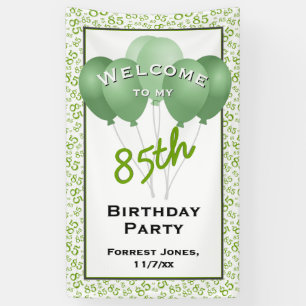 Welcome 85th Birthday Number Patten Green/White Banner