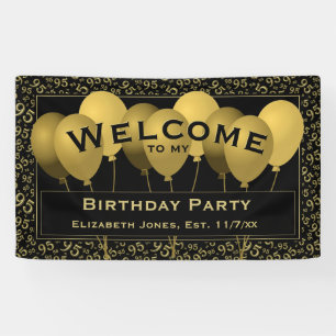 Welcome 95th Birthday Number Pattern Black/Gold Banner