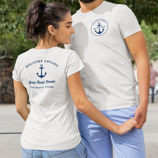 Welcome Aboard Anchor Boat Name Captain T-Shirt (Creator Uploaded)