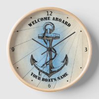 Welcome Aboard Any Boat's Name Chart Anchor 