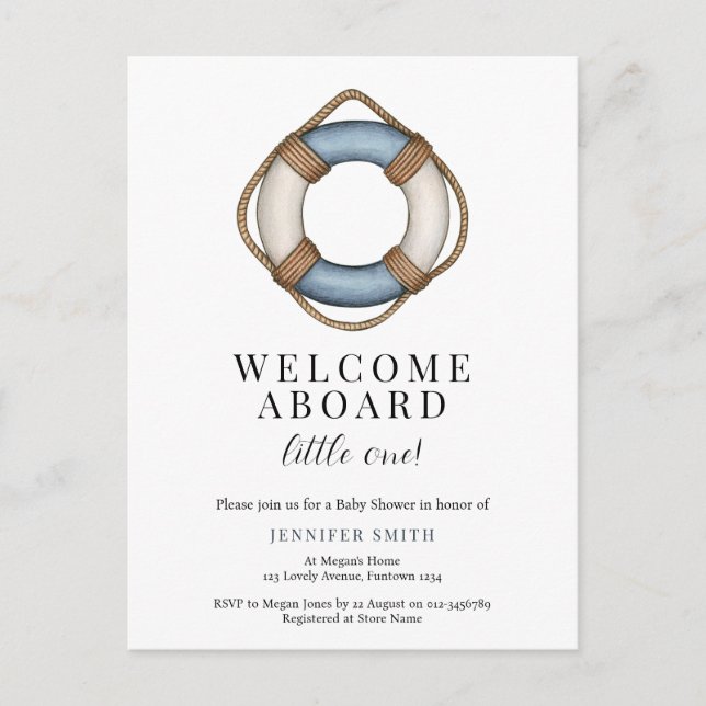 Welcome Aboard Baby Shower Invitation Postcard (Front)