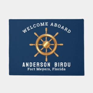 Welcome Aboard Boat Name Anchor Doormat