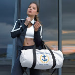 Welcome Aboard Boat Name Anchor Gold Laurel Star<br><div class="desc">Personalised travel duffel bags featuring a custom designed nautical boat anchor, gold style laurel leaves and a gold star with "Welcome Aboard" and your name or boat name. This design is in navy blue and gold colours on white or edit the design and easily change the bag to any desired...</div>