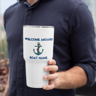 Welcome Aboard Boat name Anchor Nautical