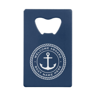 Welcome aboard boat name anchor rope border