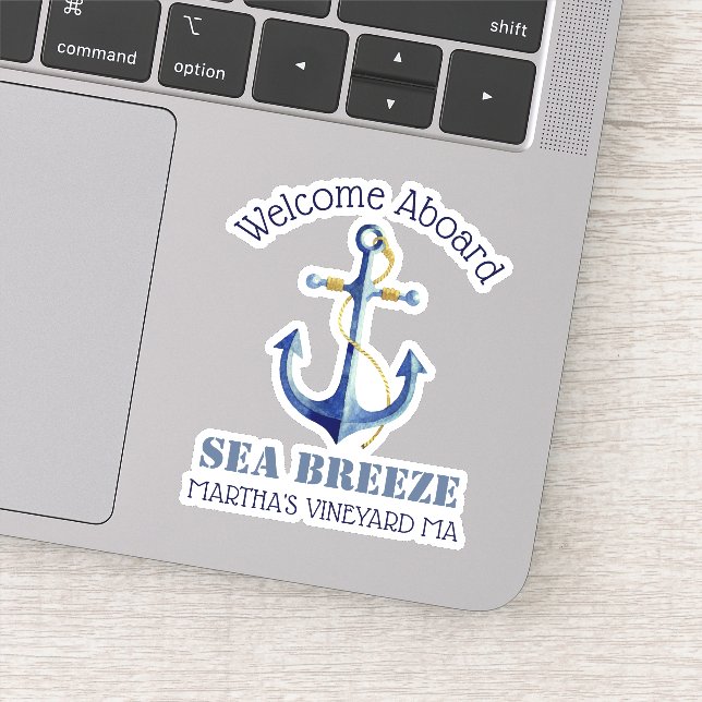 Welcome Aboard Boat ⛵ Name Nautical Anchor Sticker (Detail)