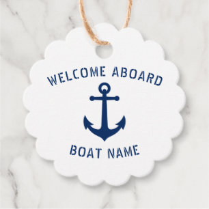 Welcome Aboard Boat Name Nautical Sea Anchor Favour Tags