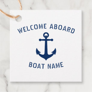 Welcome Aboard Boat Name Nautical Sea Anchor Navy Favour Tags