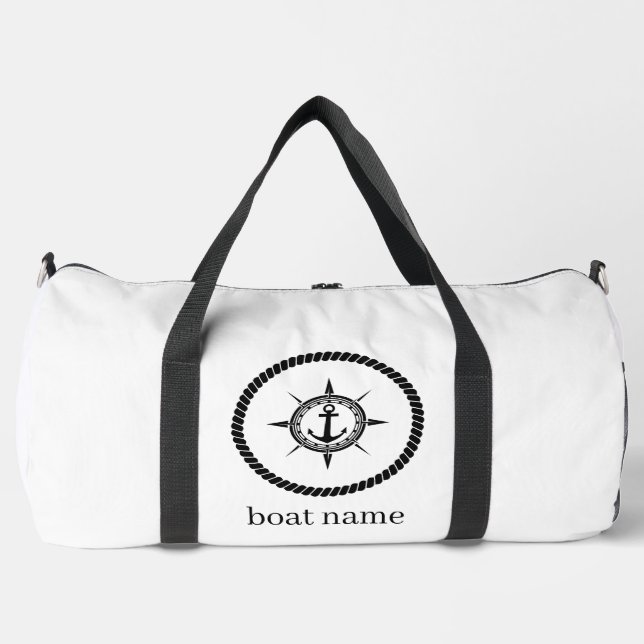 welcome aboard custom anchor laurel gold nautical  duffle bag (Front)