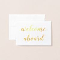 welcome aboard gold foil script