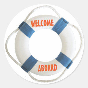 Welcome Aboard Life Ring Classic Round Sticker
