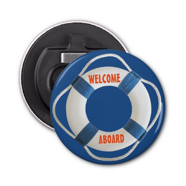 Welcome Aboard Life Ring Nautical Bottle Opener (Front)