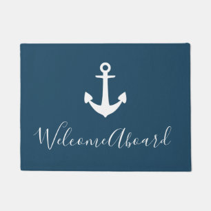 Welcome Aboard Maritime Anchor Doormat