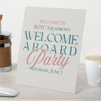 Welcome Aboard - Modern Military Kick-off Party Pedestal Sign