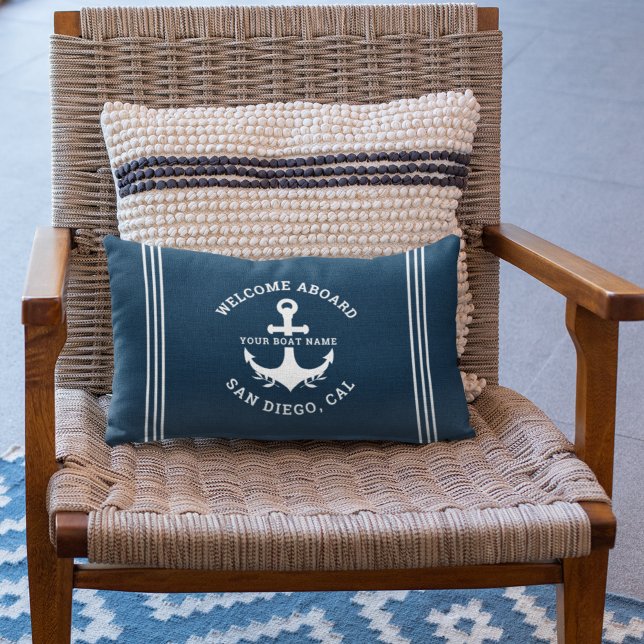 Welcome Aboard Nautica Blue Lumbar Cushion (Creator Uploaded)