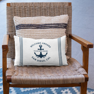 Welcome Aboard Nautica White Lumbar Cushion
