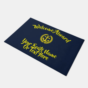 Welcome aboard nautical boat anchor doormat