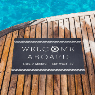 Welcome Aboard   Personalized Boat Name Doormat