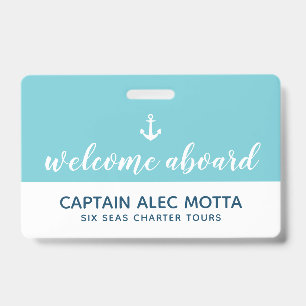 welcome aboard script ID badge