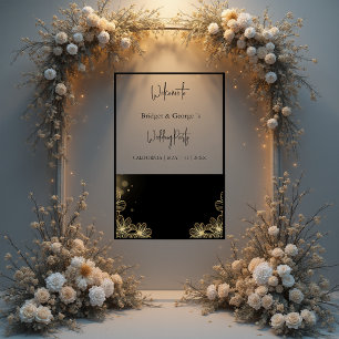welcome abstract floral black & frosted acrylic sign