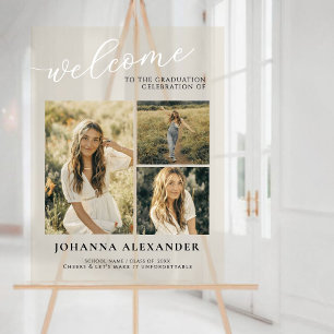 Welcome Acrylic Modern 3 Photos Graduation  Sign