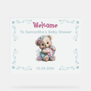 Welcome acrylic sign Teddy Bear Baby Shower 