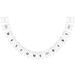 Welcome Aeroplane Baby Shower Penguin Bunting