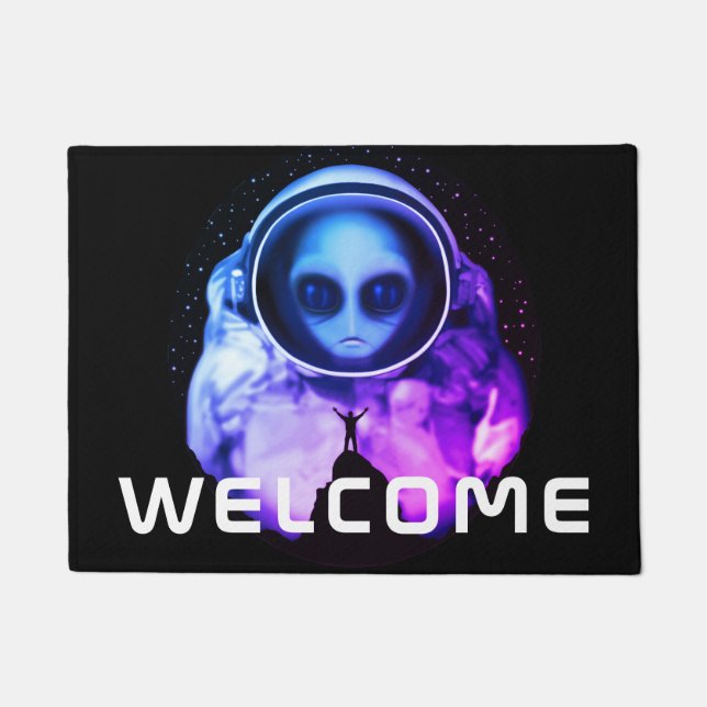 Welcome Alien Astronaut Doormat (Front)