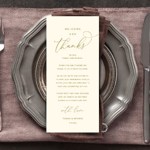 "Welcome and Thanks" Elegant Reception Guest Card