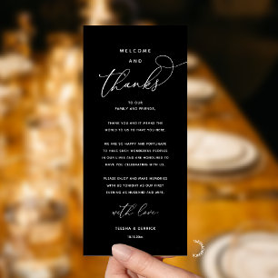 "Welcome and Thanks" Elegant Reception Guest Card