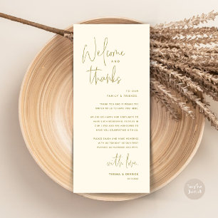 Welcome and Thanks, Place Setting Thank You Card