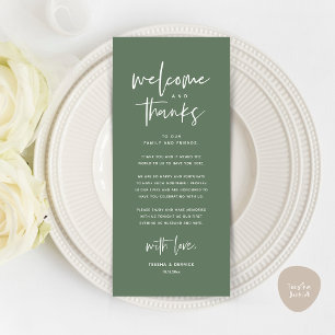 Welcome and Thanks, Place Setting Thank You Card