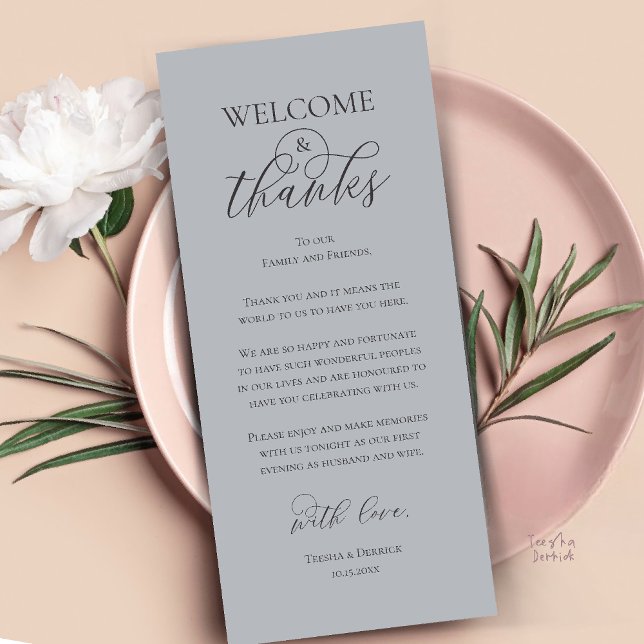 Welcome and Thanks Reception Dinner Thank You Card (Welcome and Thanks Reception Dinner Thank You Card in Chill Grey Charcoal)