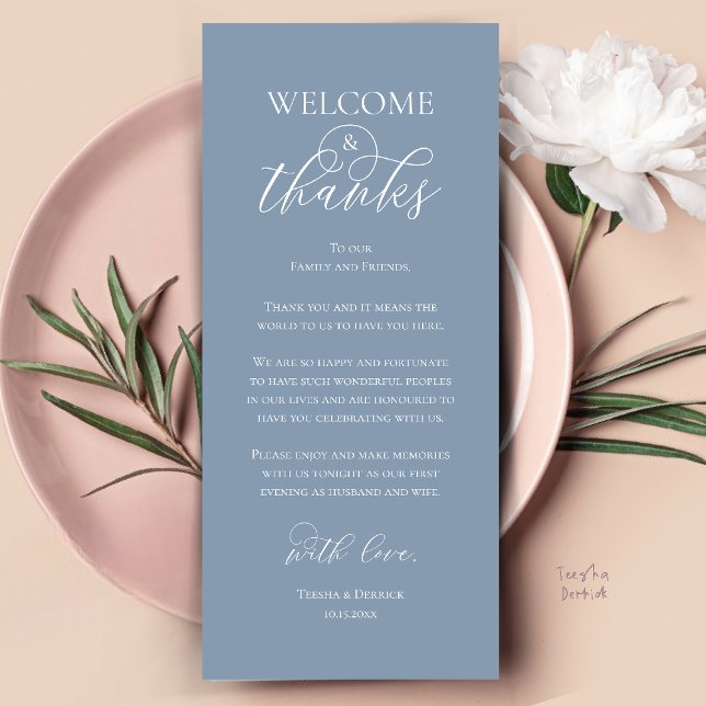 Welcome and Thanks Reception Dinner Thank You Card (Welcome and Thanks Reception Dinner Thank You Card in Dusty Blue)