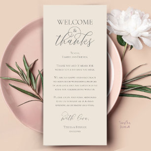 Welcome and Thanks Reception Dinner Thank You Card