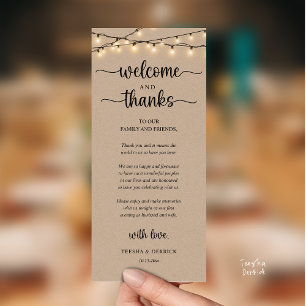 "Welcome and Thanks" Rustic Reception Guest Card