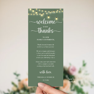 "Welcome and Thanks" Rustic Reception Guest Card