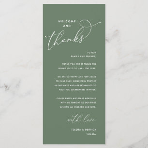 Welcome and Thanks, Wedding Dinner Thank You Card