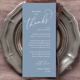 Welcome and Thanks, Wedding Dinner Thank You Card