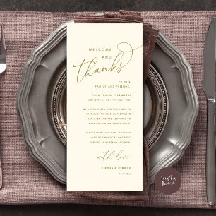 Welcome and Thanks, Wedding Dinner Thank You Card