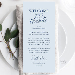 Welcome and Thanks Wedding Dinner Thank You Card