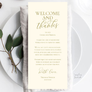 Welcome and Thanks Wedding Dinner Thank You Card