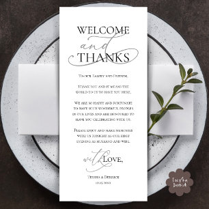 Welcome and Thanks, Wedding Dinner Thank You Card