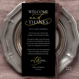 Welcome and Thanks, Wedding Dinner Thank You Card
