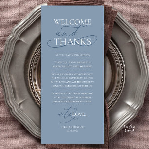 Welcome and Thanks, Wedding Dinner Thank You Card