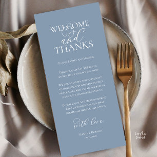 Welcome and Thanks Wedding Dinner Thank You Card