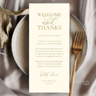 Welcome and Thanks Wedding Dinner Thank You Card