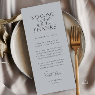 Welcome and Thanks Wedding Dinner Thank You Card