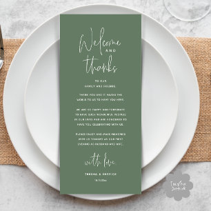 Welcome and Thanks, Wedding Dinner Thank You Card