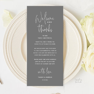 Welcome and Thanks, Wedding Dinner Thank You Card